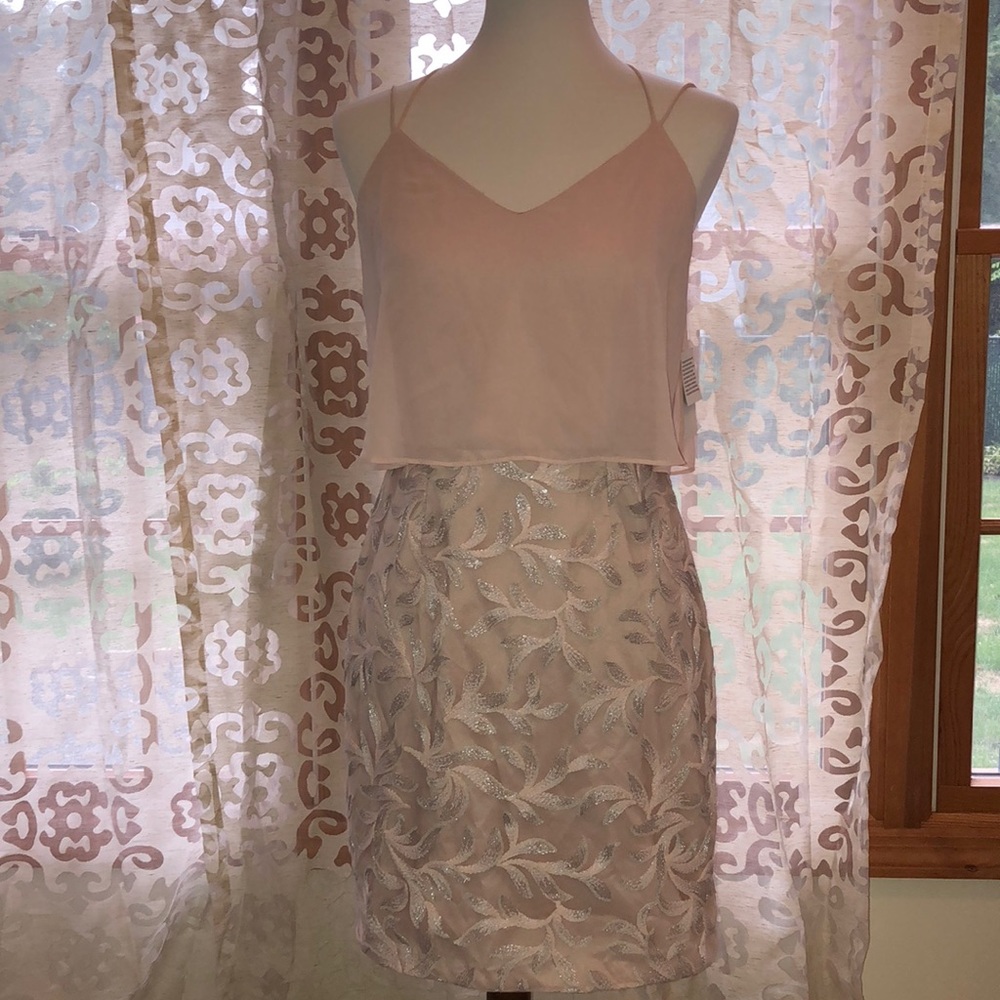 Blush cocktail dress.